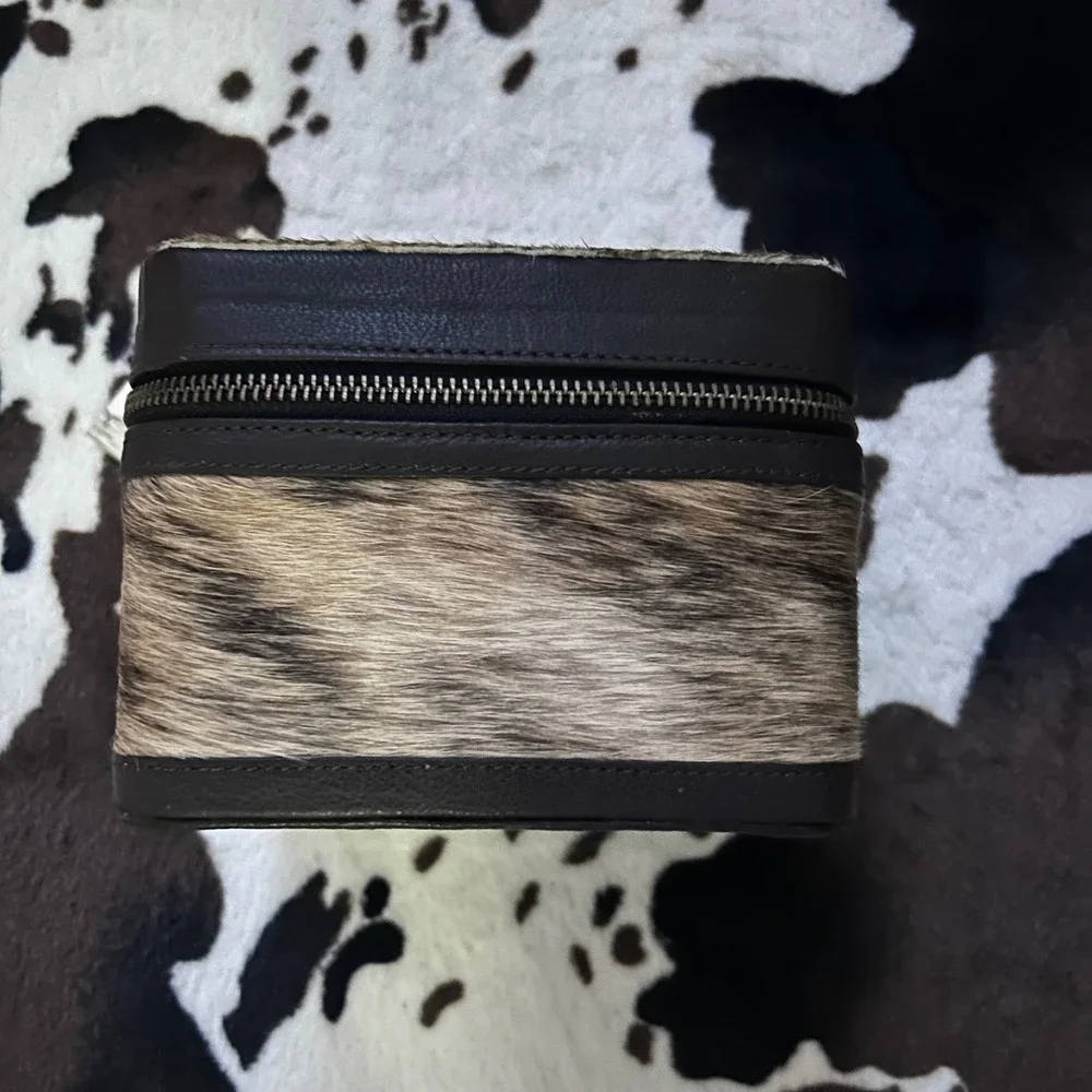 Jewelry Travel Organizer Case New‎ Genuine Cowhide Leather Black Brown Western